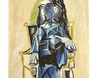 Signed Attributed Picasso Watercolor Painting