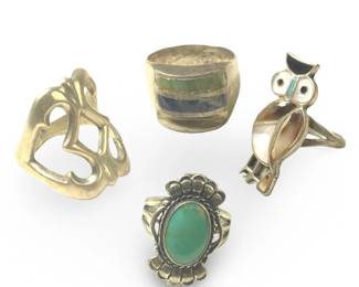 (4) Great Silver & Sterling Silver Rings