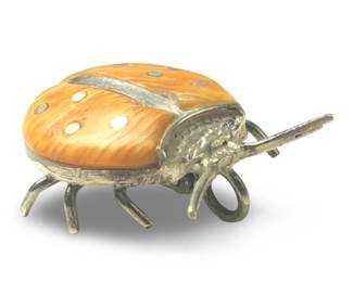 Sterling Silver Yellow Ladybug Pendant Brooch