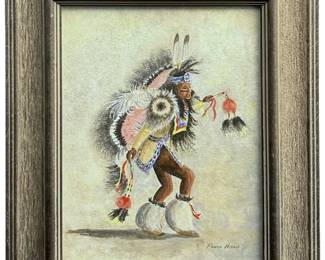 Signed Paula Nixon Oil Pastel Drawing