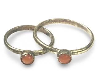 (2) Native American Silver Coral Baby’s Rings