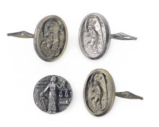 (4) Detailed Silver & Sterling Silver Cufflinks