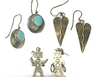 (3pc) Native American Sterling & Silver Earrings