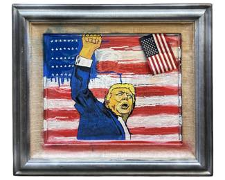 Signed Rotten Russ “Fight!" Mixed Media on Panel