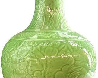 Chinese Longquan Celadon-Glazed Peony Vase