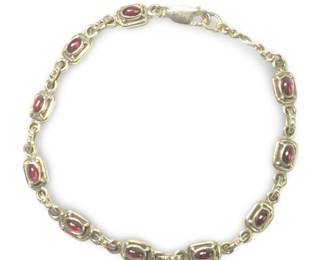 Stylized Sterling Silver Tourmaline Link Bracelet