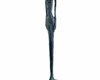 Signed Giacometti Tall Bronze Figure on Marble