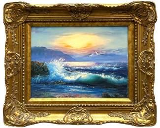 Signed N. Lenitt Seascape on Panel