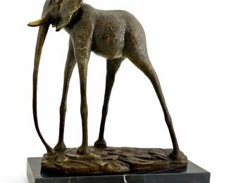 Signed Dali Bronze Surrealist Elephant Sculpture