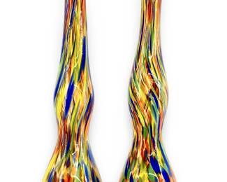 Hand Blown Colorful Murano Art Glass Vase