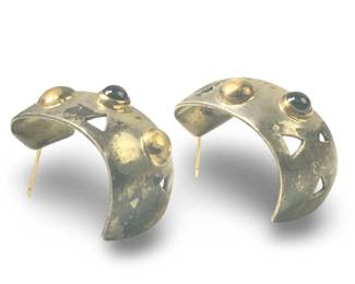 Pair Signed John Atencio 18K Gold Sterling