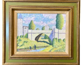 Thomas Wood 1978 Bridge Nimes Acrylic on Canvas