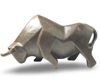 Signed Botero Charging Bull Bronze Sculpture
