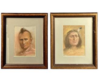 Signed A.F. Chalk Pastel Portrait