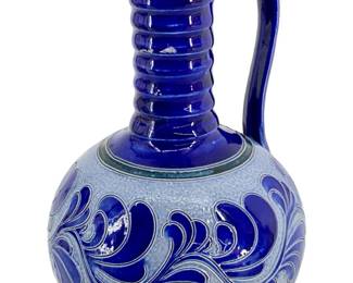 Cobalt Blue Handerbeit Salt Glazed Ceramic Pitcher
