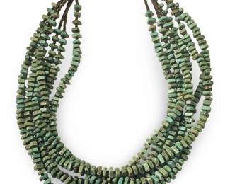 6 Strand Sterling Clasp Turquoise Chip Bead