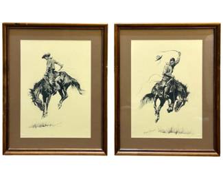 2pc. Frederic Remington Western Lithographs