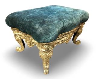 Vintage Victorian Cast Iron Upholstered Footstool