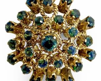 Sapphire Inlaid 10K Gold Pin