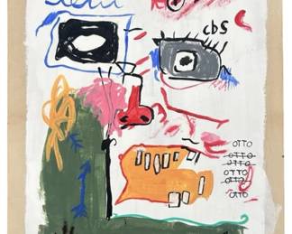 Signed Attributed Basquiat Acrylic on Paper