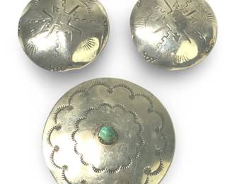(3) Native American Silver Concho Buttons