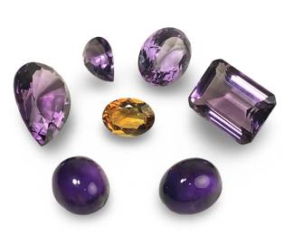 (7) Assorted Loose Amethyst Gemstones