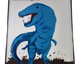 David Shrigley Freedom T-Rex Serigraph on Canvas