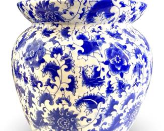 White Blue Chinese Temple Kimchi Pickle Jar