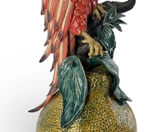 Marked Zhengde Jingdezhen Large Ceramic Parrot