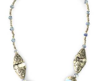 Anne Scott Design Silver Blue Glass Bead Necklace