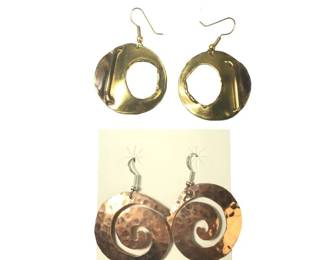 (3) Pair Round Copper W/Douglas Etsitty Earrings
