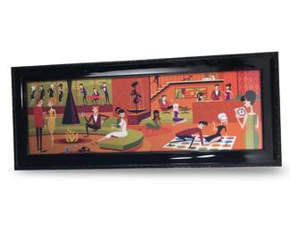 Josh Agle Shag Twister Serigraph on Silk