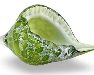 Vintage Decorative Green Art Glass Shell
