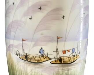 Hand-Painted Fishermen Chinese Porcelain vase