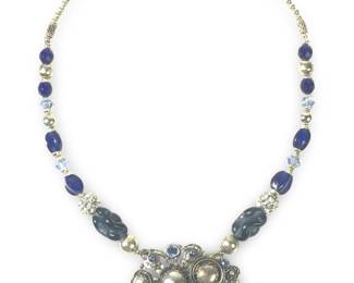 Anne Scott Design Art Deco Silver Lapis Necklace
