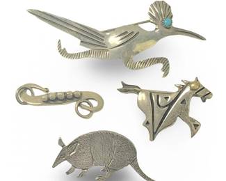 (4) Unique Sterling Silver Pins