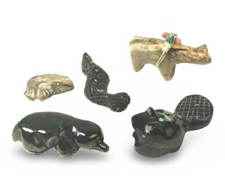 (5) Assorted Native American Carved Fetish Figures