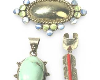 (3pc) Vintage Silver & Sterling Silver Pendants