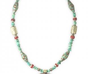 Anne Scott Design Sterling Turquoise Coral Tibetan