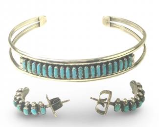 Native American Silver Needlepoint Jewelry Set