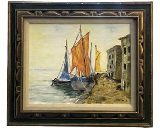Signed Dostal Sail Boat Oil on Canvas