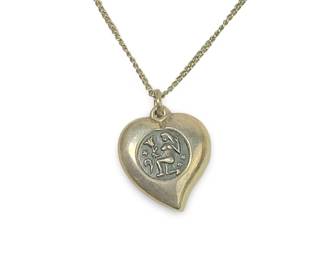 Vintage Silver Nude Zodiac Pendant Necklace