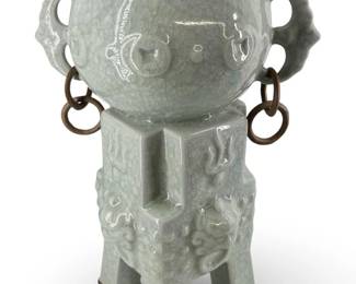 Chinese Guan Kiln Celadon Porcelain Sculpture