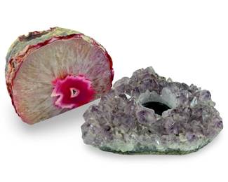 Agate & Amethyst Geode Candle Holders