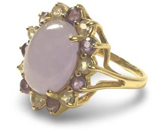 14Kt Yellow Gold Lavender Jade Amethyst Ring