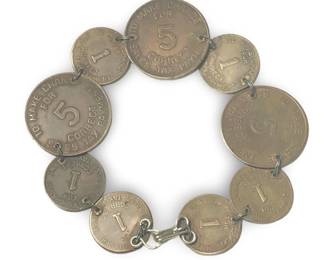 Vintage Copper AZ Tax Token Coin Bracelet