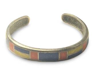 Signed Coleman CCO Sterling Crushed Stone Inlay