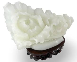 Vintage Chinese Bai Cai White Jade Sculpture