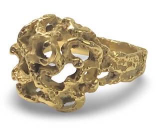 Awesome 14Kt Yellow Gold Brutalist Ring