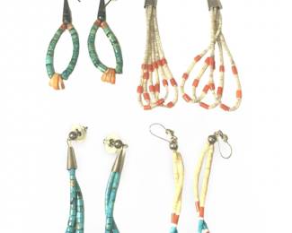 (4) Pair Native American Heishi Bead Earrings